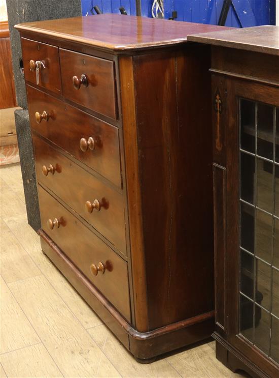 A mahogany round cornered chest of drawers W.122cm